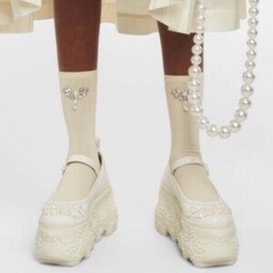 Simone Rocha - Crystal, Faux Pearl Embellished socks